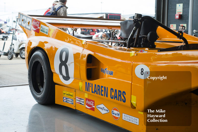 Andrew Newall's McLaren M8F, CAN-AM Challenge, 2016 Silverstone Classic.
