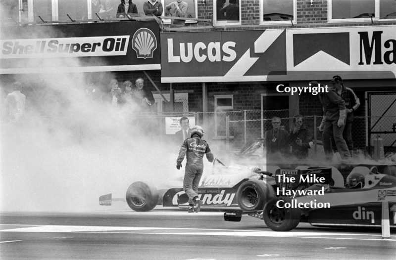 Brian Henton's Toleman TG181 after a fire, Silverstone, 1981 British Grand Prix.
