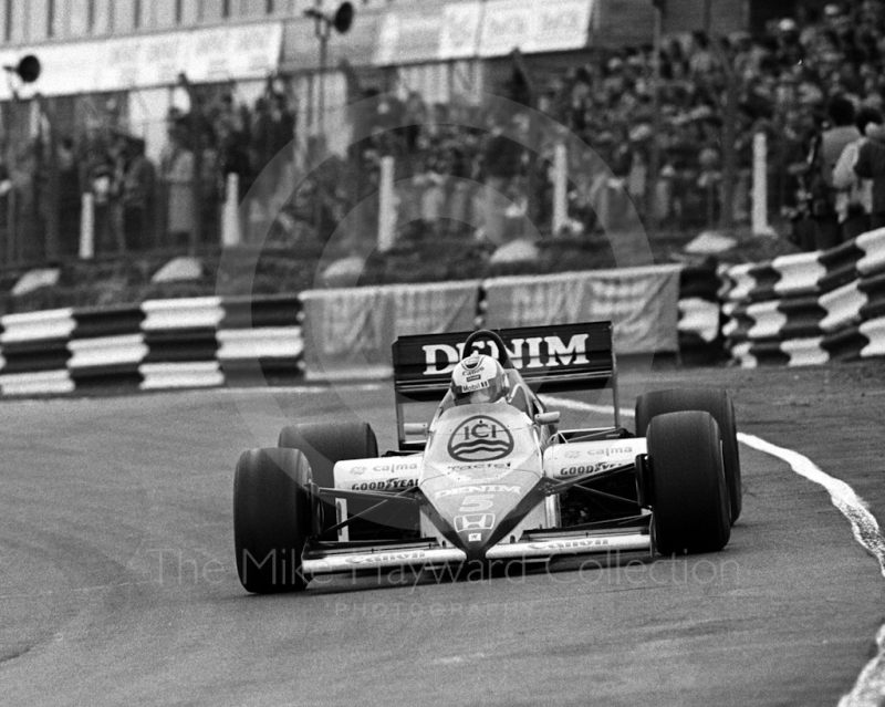 Winner Nigel Mansell, Williams FW10/6, at Paddock Bend, Brands Hatch, 1985 European Grand Prix
