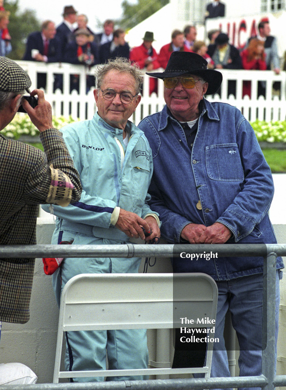 Carroll Shelby and Phil Hill pose for the camera, Goodwood Revival, 1999
