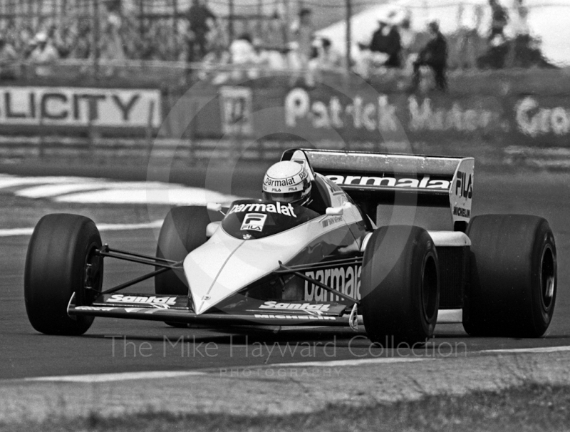 Riccardo Patrese, Parmalat Brabham BT52B, retired with blown turbo on lap 9, British Grand Prix, Silverstone, 1983
