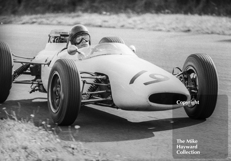 David Prophet in his F2 Brabham BT10 Cosworth at Knickerbrook, Oulton Park Gold Cup, 1965
