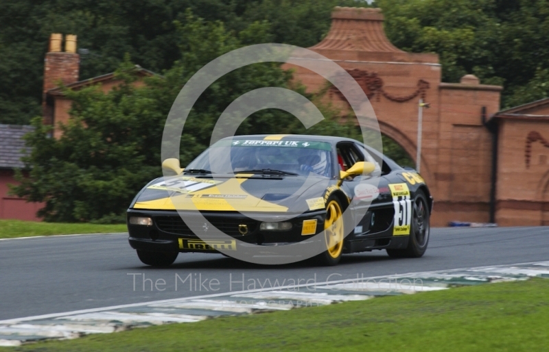 Christopher Catt driving a Ferrari F355 round Lodge Corner, Oulton Park, during the Pirelli Ferrari Maranello Challenge, August 2001.
