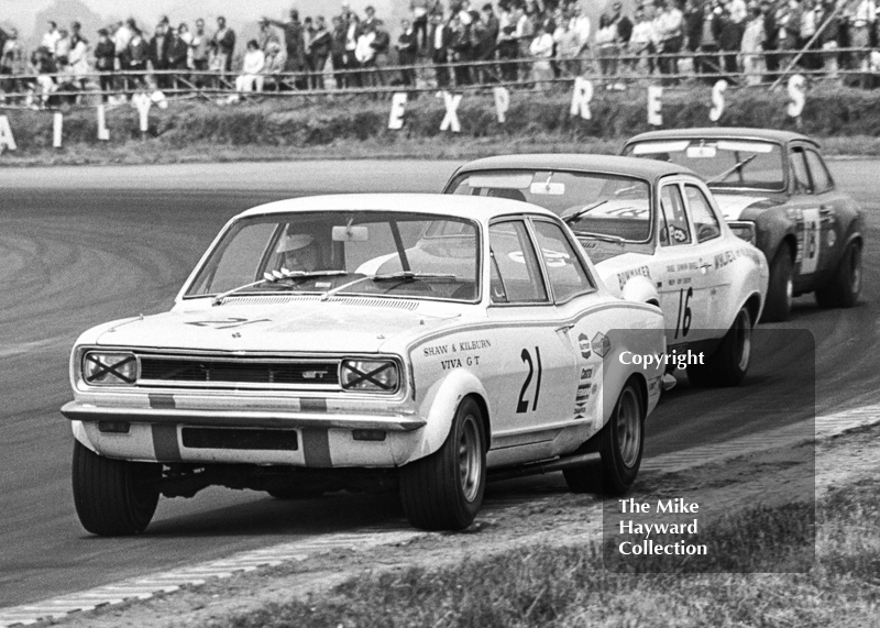 Gerry Marshall, Shaw and Kilburn Vauxhall Viva GT, at Copse Corner, Silverstone Martini Trophy meeting 1970.