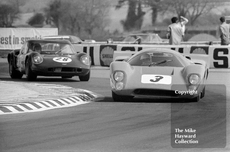 David Piper, Lola T70, Clive Baker, Chevron B8, Wills Embassy Trophy Race, Easter Monday, Thruxton, 1969.
