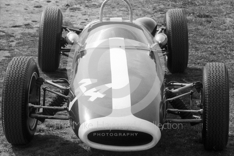 Tony Dean's Brabham BT16 in the paddock, Oulton Park Spring Race meeting, 1965.
