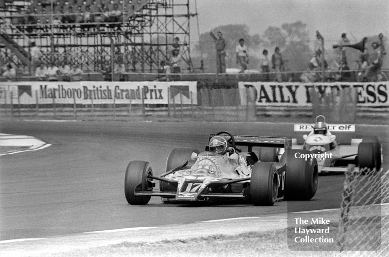 Jan Lammers, Shadow DN9B, Jean-Pierre Jabouille, Renault RS10, 1979 British Grand Prix, Silverstone.
