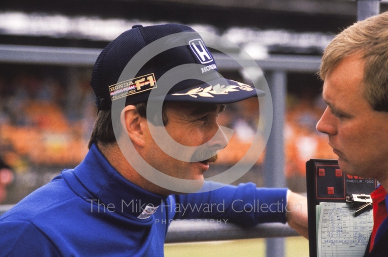 Nigel Mansell in the pits, Silverstone, 1987 British Grand Prix.
