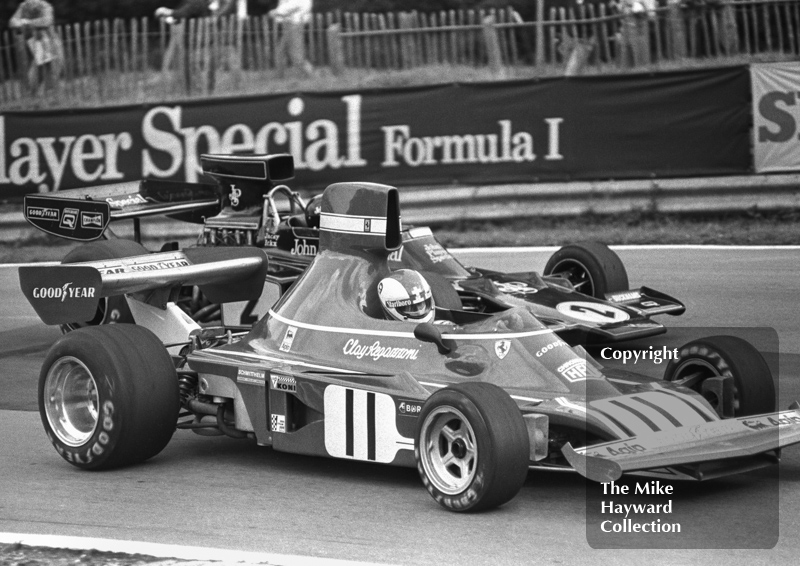 Clay Regazzoni, Ferrari 312B3, Jacky Ickx, JPS, Lotus, 72E,&nbsp;Brands Hatch, British Grand Prix 1974.
