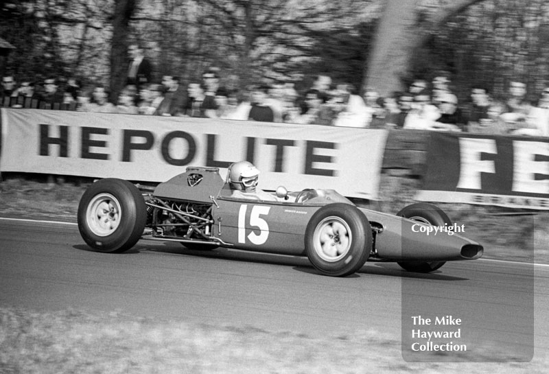 Chris Irwin, Merlyn Racing MK 9 Cosworth SCA, on the way to 9th place, Oulton Park, Spring International 1965.
