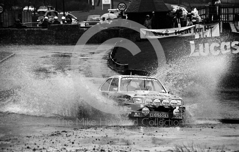 Russell Brookes, Andrews Heat for Hire Vauxhall Chevette, reg no XEG 550X, water splash, Sutton Park, RAC Rally 1982
