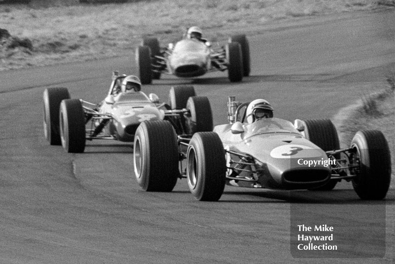 Harry Stiller, Ken Bass Racing Brabham BT21, Chris Craft, Tecno 68, BRSCC Trophy, Oulton Park, 1968.