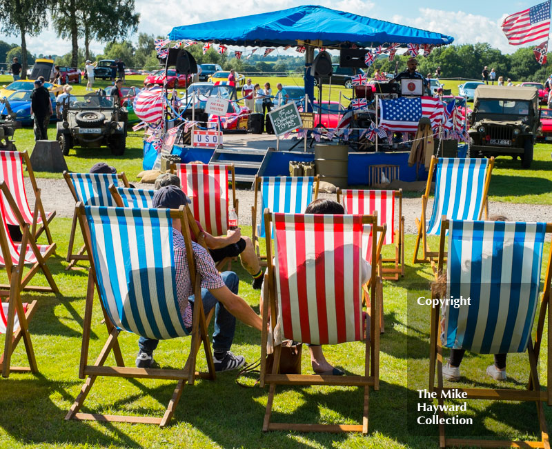 Deckchairs in the sun at the 2016 Gold Cup, Oulton Park.
