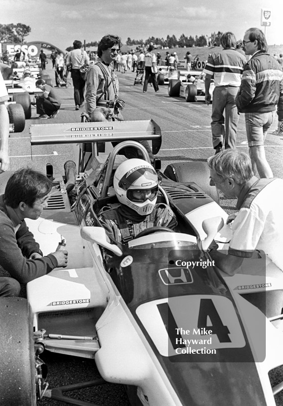 Geoff Lees, Ralt RH6/81, on the grid for the John Howitt F2 Trophy, Donington, 1981
