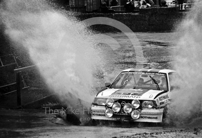 Ari Vatanen/Terry Harriman, Rothmans Opel Ascona 400, water splash, Sutton Park, RAC Rally 1982.
