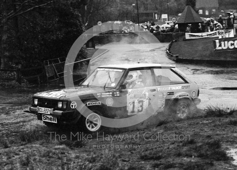 Guy Frequelin/Jean-Francois&nbsp;Fauchille, Peugeot Talbot, water splash, Sutton Park, RAC Rally 1982
