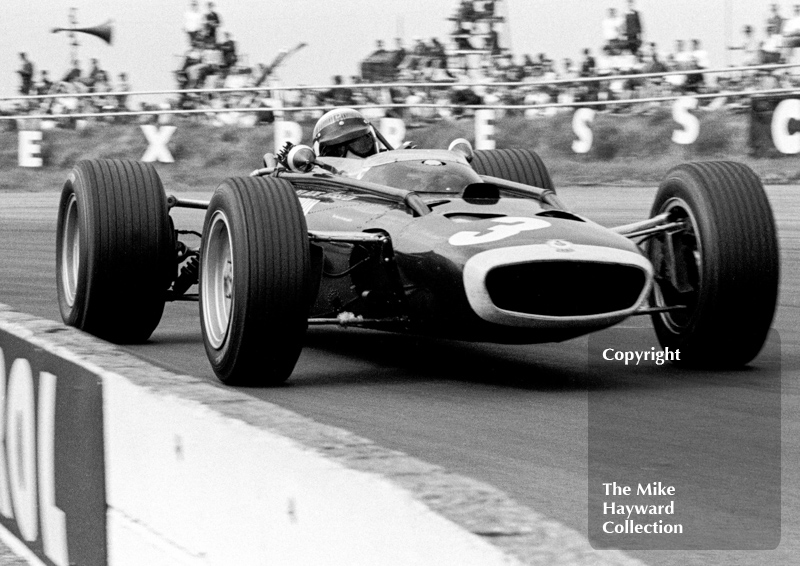 Jackie Stewart, H16 BRM, at Copse Corner, Silverstone, 1967 British Grand Prix.