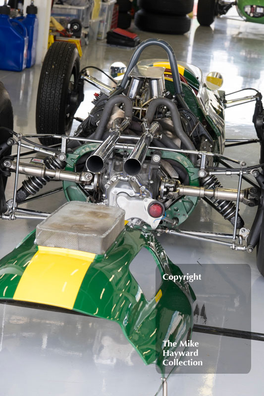 Lotus 25 in the pits during the 2016 Silverstone Classic.
