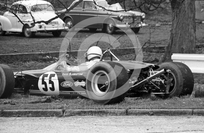David Blankstone, Lotus 41C, spins at the Triangle, Loton Park, April 27, 1969.