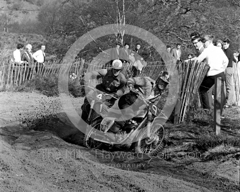 Jerry Scott, 498cc BSA, and Jeff Smith, 440cc BSA, Hawkstone Park, March 1965.