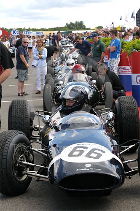 Sidney Hoole, 1963 Cooper T66, in the paddock prior to the HGPCA pre-1966 Grand Prix Cars Race, Silverstone Classic 2009.