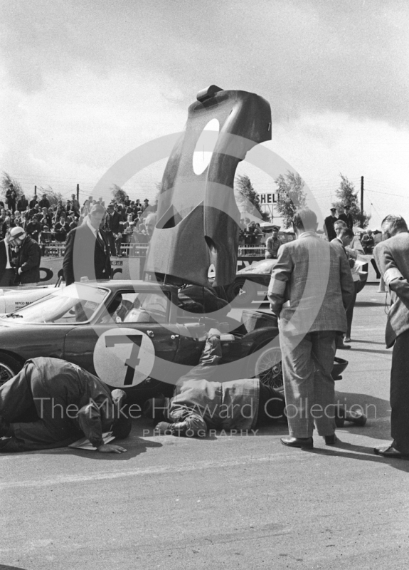 The Epstein Enterprises Ferrari 250LM of Paul Hawkins on the grid at Silverstone, International Trophy meeting 1966.
