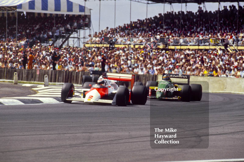 Stefan Johansson, McLaren MP4, Thierry Boutsen, Benetton B187, British Grand Prix, Silverstone, 1987.
