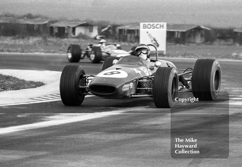 Jochen Rindt, Roy Winkelmann Brabham BT23C, at the chicane, Thruxton, Easter Monday 1968.
