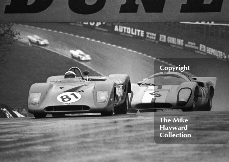 Andrew Mylius/Gerry Birrel, Gropa CMC, and Jo Bonnier, Lola T70, Brands Hatch BOAC 1000k 1970.
