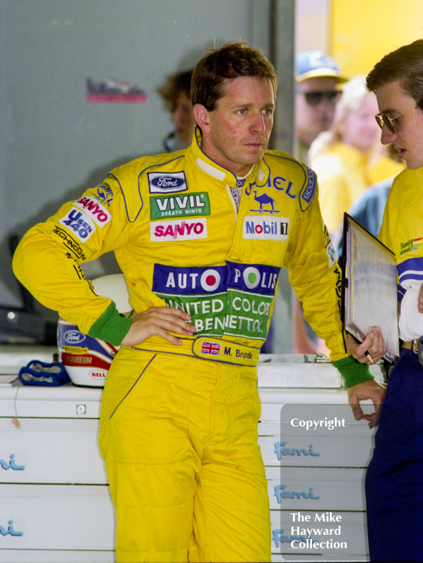 Martin Brundle in the pits, Silverstone, 1992 British Grand Prix.
