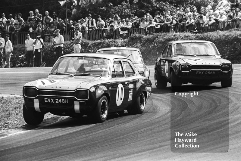 Chris Craft and John Fitzpatrick, Broadspeed Ford Escorts, Brands Hatch, British Grand Prix meeting 1970.
