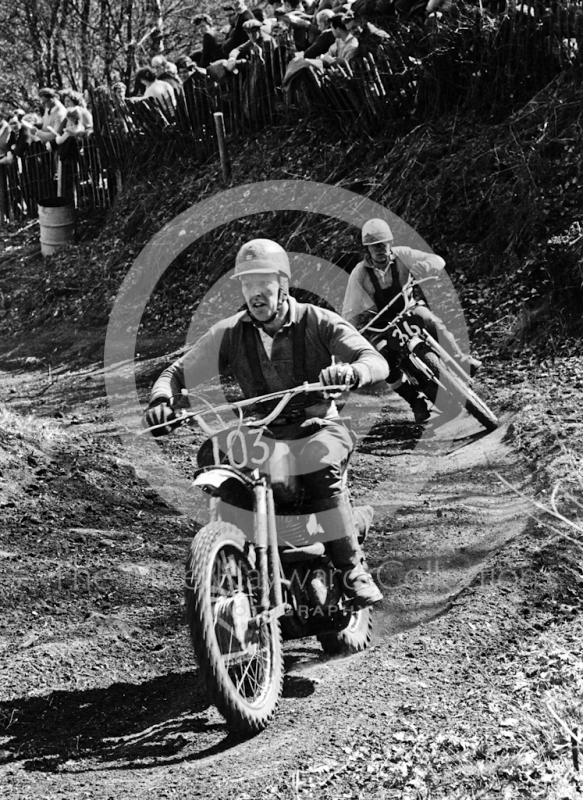 Riders at the top of the hill, Hawkstone Park, March 1965.