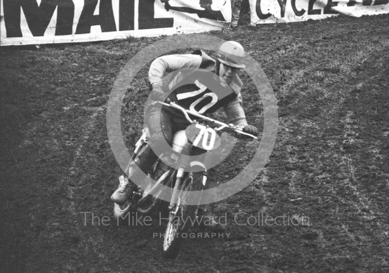 Round the bend, motorcycle scramble at Spout Farm, Malinslee, Telford, Shropshire between 1962-1965