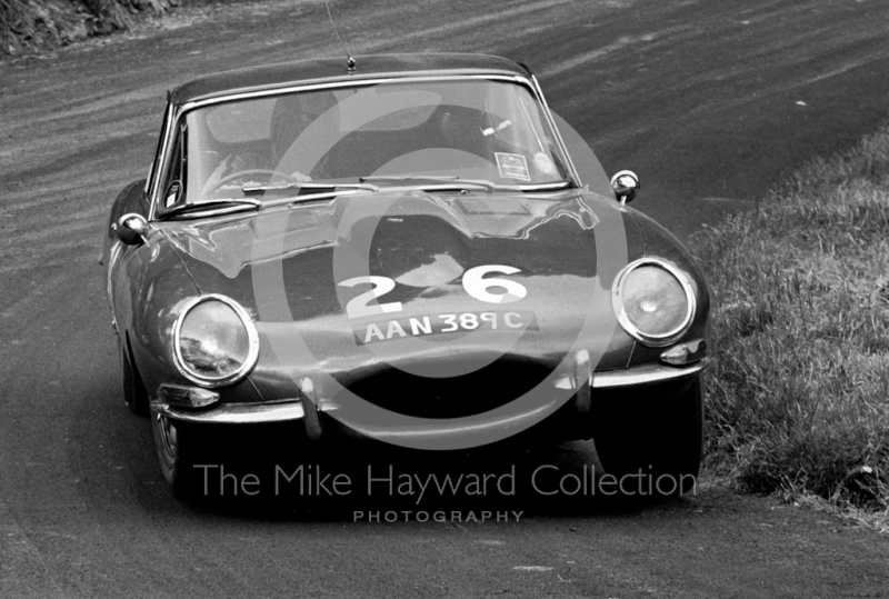 Jim Thomson, E type Jaguar, AAN 389C, Shelsley Walsh Hill Climb June 1967.