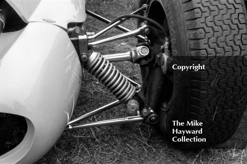 Suspension on a Lotus 24 Climax, 1962 Gold Cup, Oulton Park.
