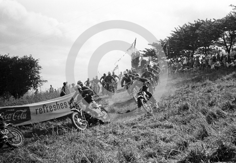 First lap, Kinver motocross, Staffordshire, 1964.