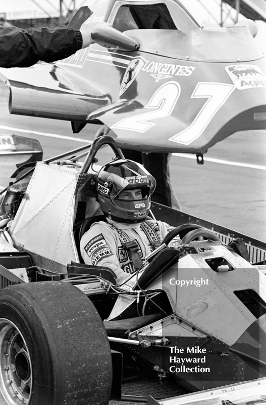 Gilles Villeneuve in the pits, Ferrari 126C, Silverstone, British Grand Prix 1981.
