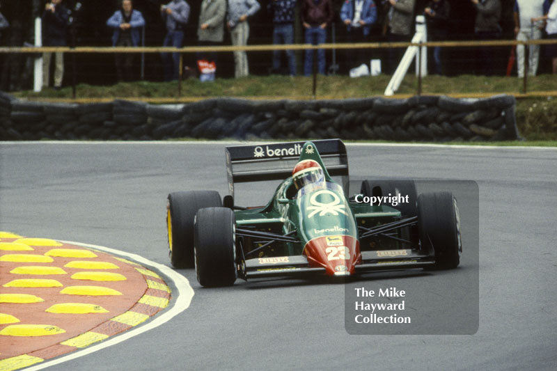 Eddie Cheever, Alfa Romeo 184T, Brands Hatch, 1985 European Grand Prix.
