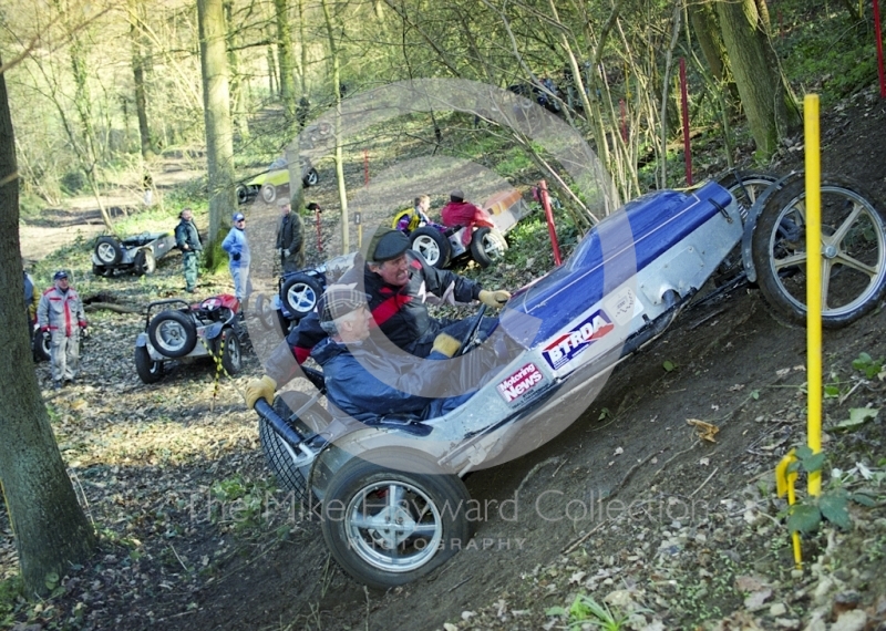 Trials car on the hill, Peter Blankstone Memorial Sporting Trial, 2000.