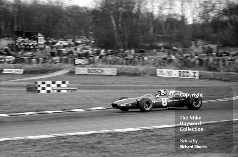Chris Amon, Ferrari 312, 1968 Race of Champions, Brands Hatch.<br />
<br />
<em>Picture by Richard Rhodes</em>
