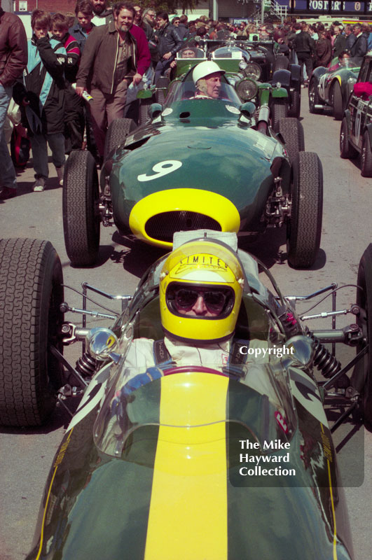 Trevor Taylor, Lotus, Stirling Moss, 1957 Vanwall, Coys International Historic Festival, July 1993, Silverstone.
