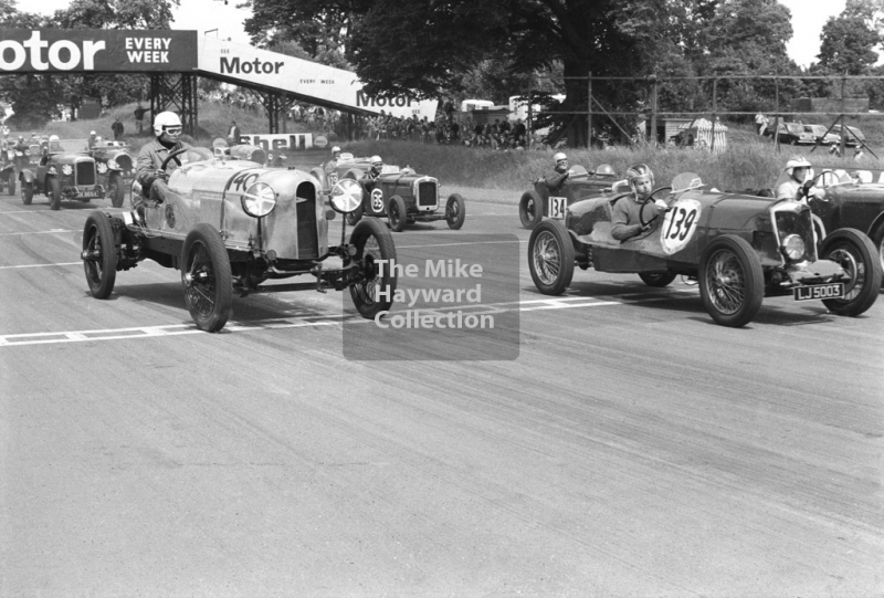 A F Pollard, 1923 4.7 Studebaker, and M J F Chapman, 1930 Riley, reg no LJ 5003, 1969 VSCC Richard Seaman Trophies meeting, Oulton Park.