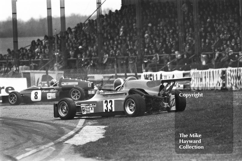 Danny Sullivan, Modus M1, and&nbsp;Oskar Pfister, March 753, Danny Sullivan, Modus M1, 1975 BARC Super Visco F3 Championship, Thruxton.
