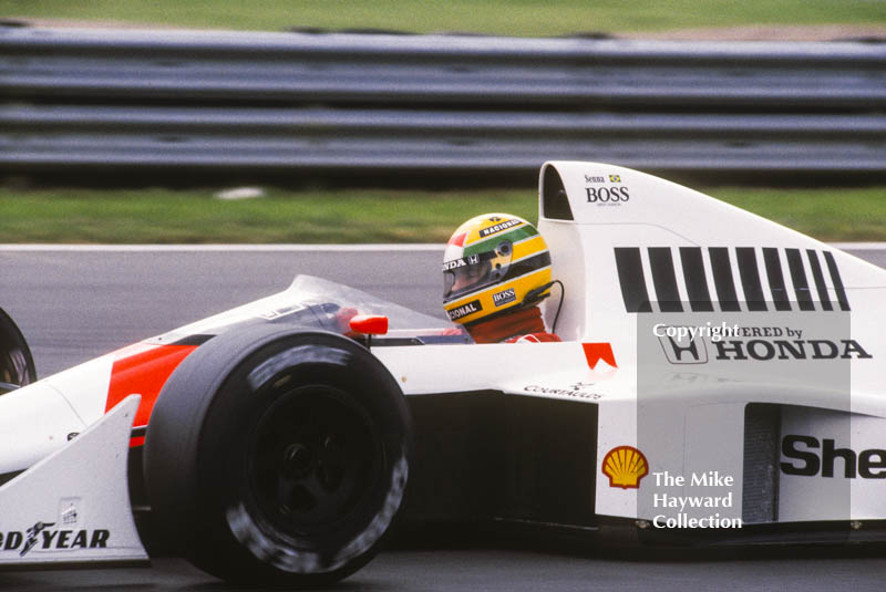 Ayrton Senna, McLaren MP4/5, Honda V10, British Grand Prix, Silverstone, 1989.
