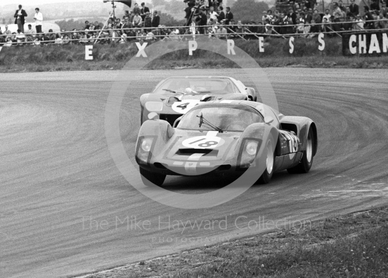Tony Dean, Porsche Carrera, and Charles Lucas, Ford GT40, W D and H O Wills Trophy, Silverstone, 1967 British Grand Prix.