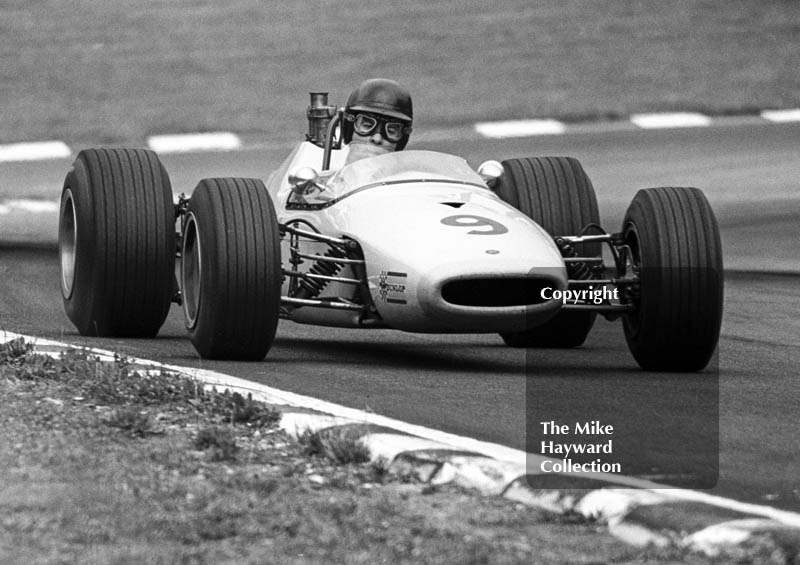 Dave Berry, Frank Lythgoe Racing Brabham BT21B finished 8th, F3 Clearways Trophy, British Grand Prix, Brands Hatch, 1968
