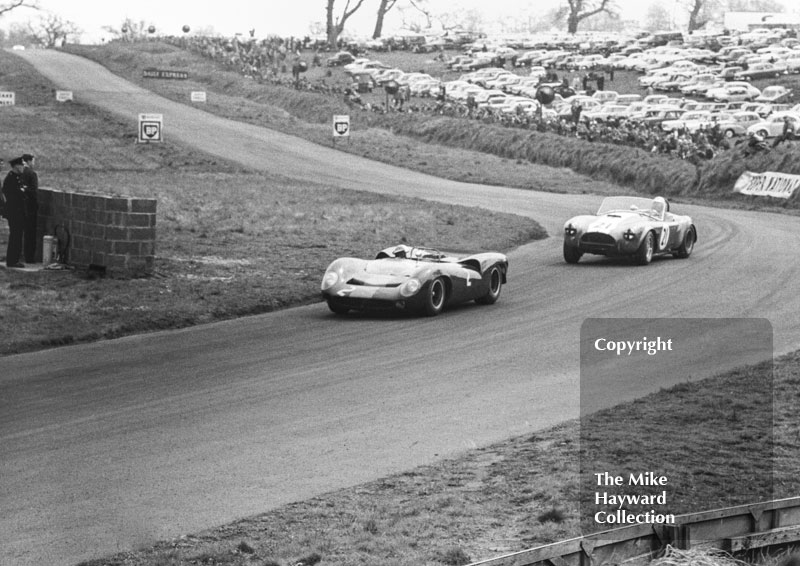David Hobbs, Lola Ford T70 and Sir John Whitmore, Shelby Cobra, Tourist Trophy, Oulton Park, 1965.
