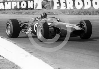 Graham Hill, Lotus Cosworth 49 R3, at Copse Corner, Silverstone, 1967 British Grand Prix.
