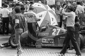 Patrick Tambay, Ferrari 126C3, on the grid, 1983 British Grand Prix, Silverstone.
