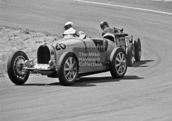 Bernard Kain, 1926 Bugatti, and Ron Footitt, 1925 AC/GN, 1969 VSCC Richard Seaman Trophies meeting, Oulton Park.